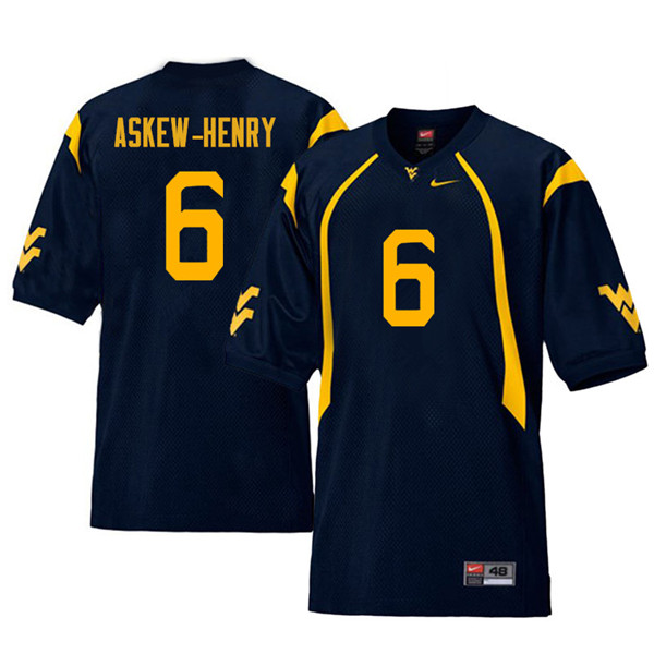NCAA Men's Dravon Askew-Henry West Virginia Mountaineers Navy #6 Nike Stitched Football College Retro Authentic Jersey TN23D26NA
